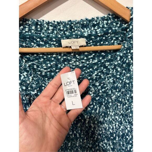 NWT NEW Loft Outlet Blue Popcorn Knit Boat Neck Pull over Sweater Large - Picture 7 of 9